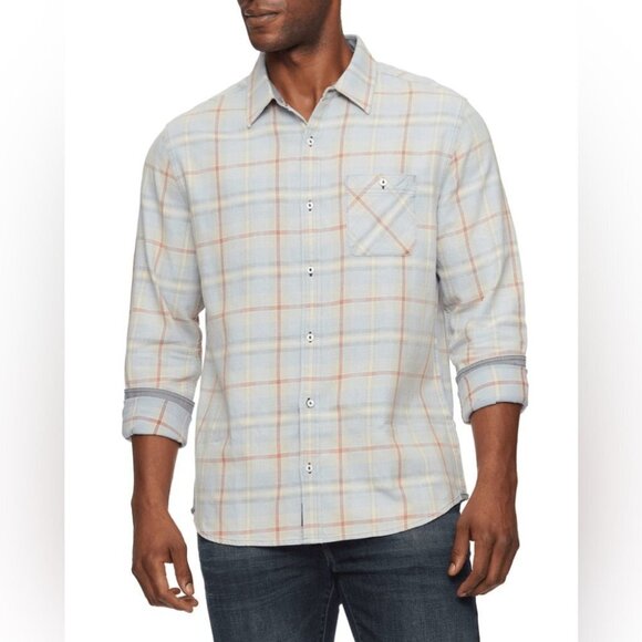 Flag & Anthem Reston Vintage Wash Button  Down Long Sleeve Plaid Shirt - Picture 1 of 15